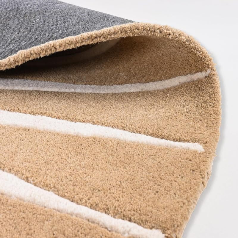 Round Area Rug 5x5 Ft Sunburst Design Circular Accent Rug Soft Plush Modern Boho Carpet for Living Room Bedroom Nursery Non Slip Backing Beige Cream