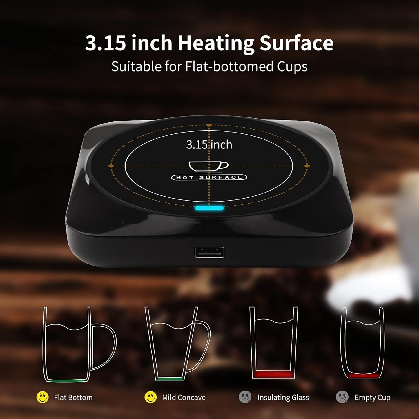 Smart USB Coffee Cup Warmer with Pressure-Induced Auto On/Off, Coffee Accessories for Home Office Desk