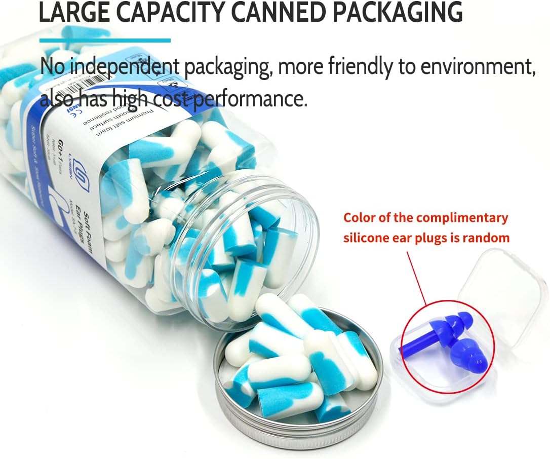 LYSIAN Ultra Soft Noise Cancelling Earplugs for Sleep, Disposable Foam Ear Plugs for Sleeping, Snoring, Shooting, Deep Focus & All Loud Sound - 60 Pairs|SNR 38dB Noise Reduction|Hearing Protection
