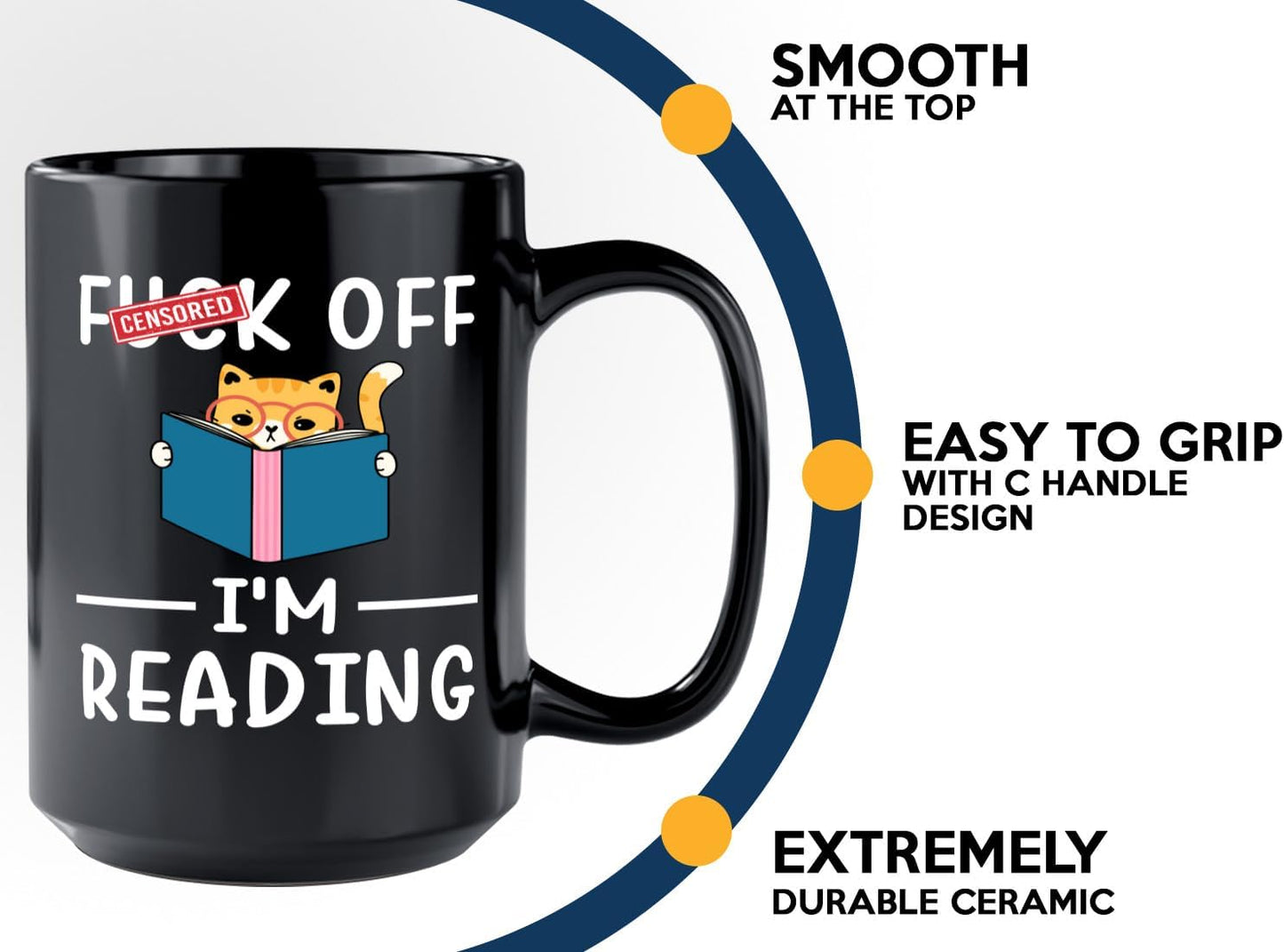 Sarcasm Coffee Mug 15oz Black -I'm reading - Book Lover Gift Student Bookman Nerd Bookworm Fiction Novel