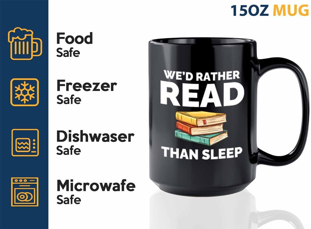 Book Lover Coffee Mug 15oz Black - Read than sleep - Gift For Poets Bookish People Bibliophile Librarian Book Club Reader