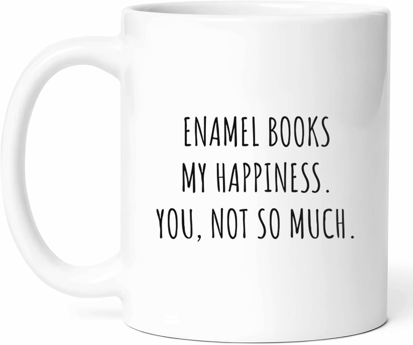 Enamel Books Makes Me Happy Mug - Literary Enthusiast Coffee Cup - Book Lover Funny Gift From - Reading Passion Tea Mugs - Bibliophile Cups - 11 Oz Ceramic Gifts For Bookworms, Birthday, Him, Her