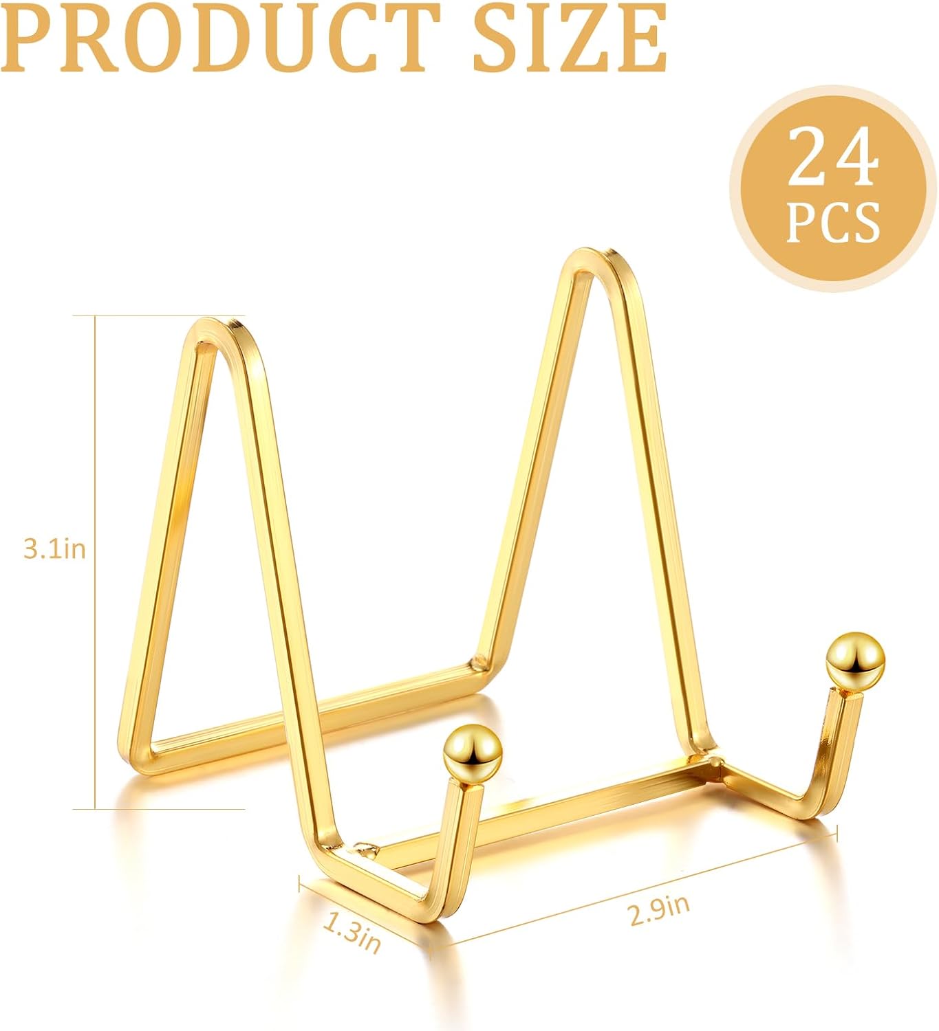 Kenning 24 Pieces Gold Plate Holder Easel Display Stand Metal Book Display Stand Tabletop Picture Frame Holder Photo Square Iron Easel Decorative for Kitchen Office Room Tabletop(3 Inch)