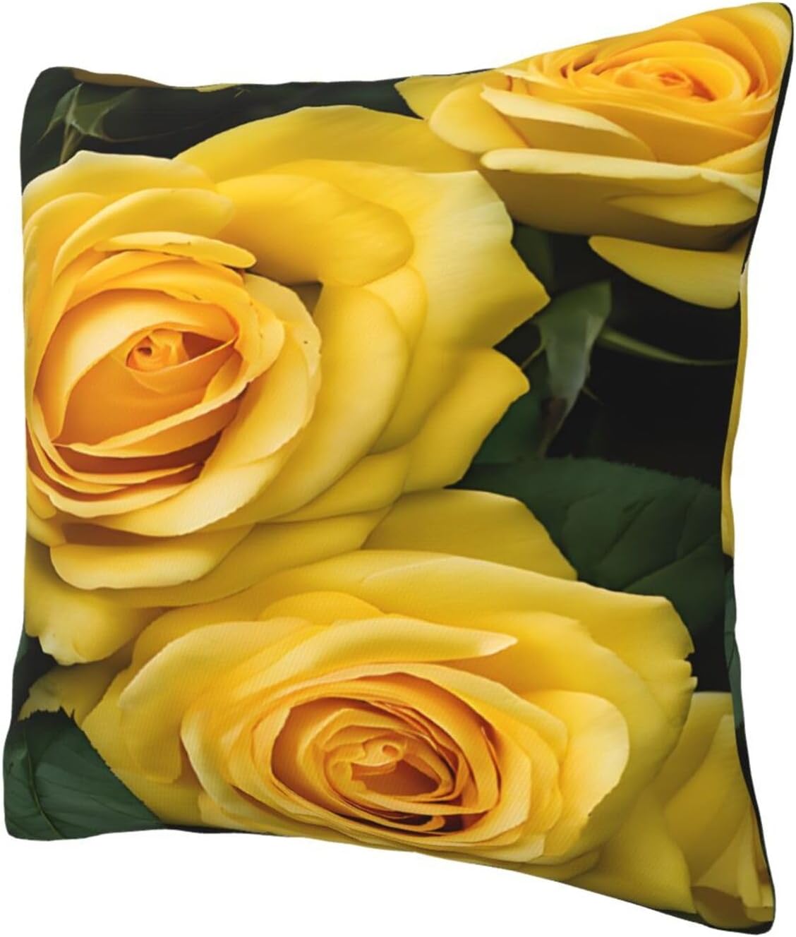 All-Season Square Pillow Covers 18"X18", Yellow Roses, Decorative Throw Pillow Covers for Sofa Bed Couch, Hidden Zipper Cushion Cover, Square Lumbar & Accent Pillowcases for Home Decor