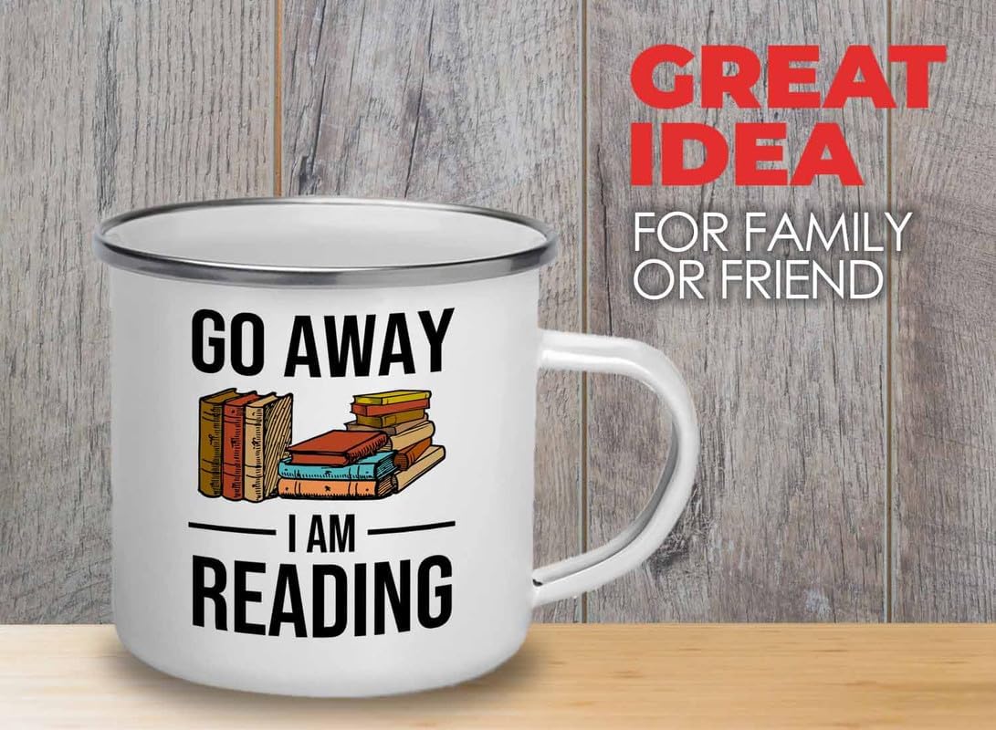 Reading Bookworm Camper Mug 12oz - Go Away I am Reading - Reading Reader Book Worm I Know Things Book Addict Book Lover Bookish Novelist Librarian Writer
