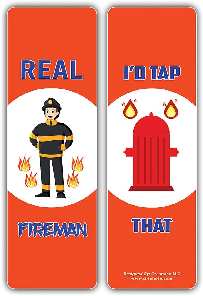 Creanoso I am a Firefighter Bookmarks (5-Sets X 6 Cards) - Cool Book Page Clippers Collection Set for Firemen – Great Token Giveaways - Unique Stocking Stuffers Gifts