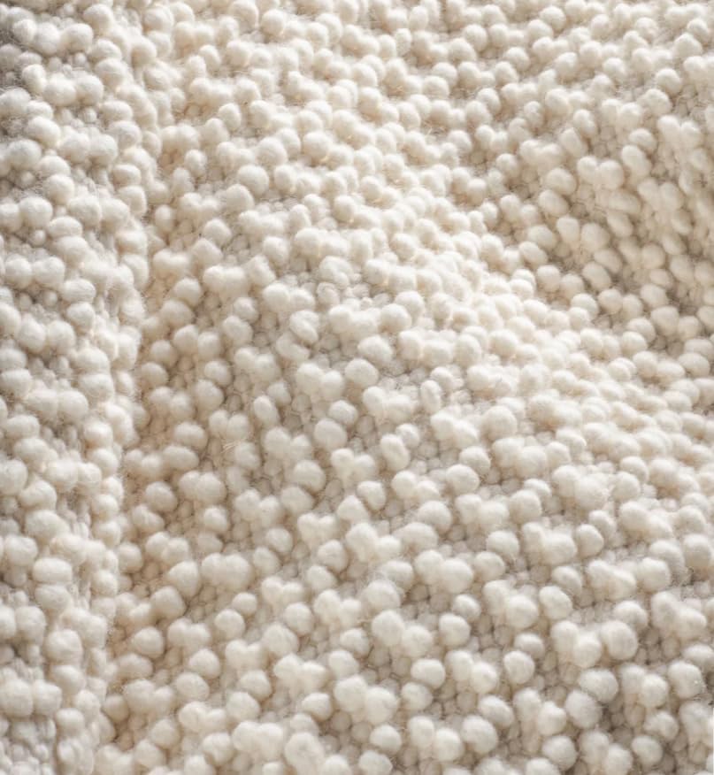 Handwoven Wool Area Rug - Hand Woven Natural Carpet Rugs- Bedroom Living Room Dining Room (Ivory- 6'x9')