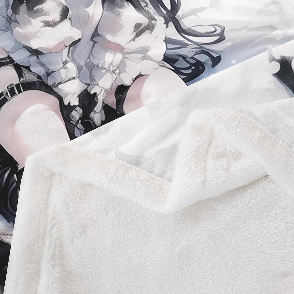 Erosebridal Anime Girl Fleece Blanket Twin Size, Japanese Anime Sherpa Blanket for Kids Girls Teens Women, Cartoon Girl Fuzzy Plush Throw Japanese Animation Sci Fi Style Decor for Sofa Couch
