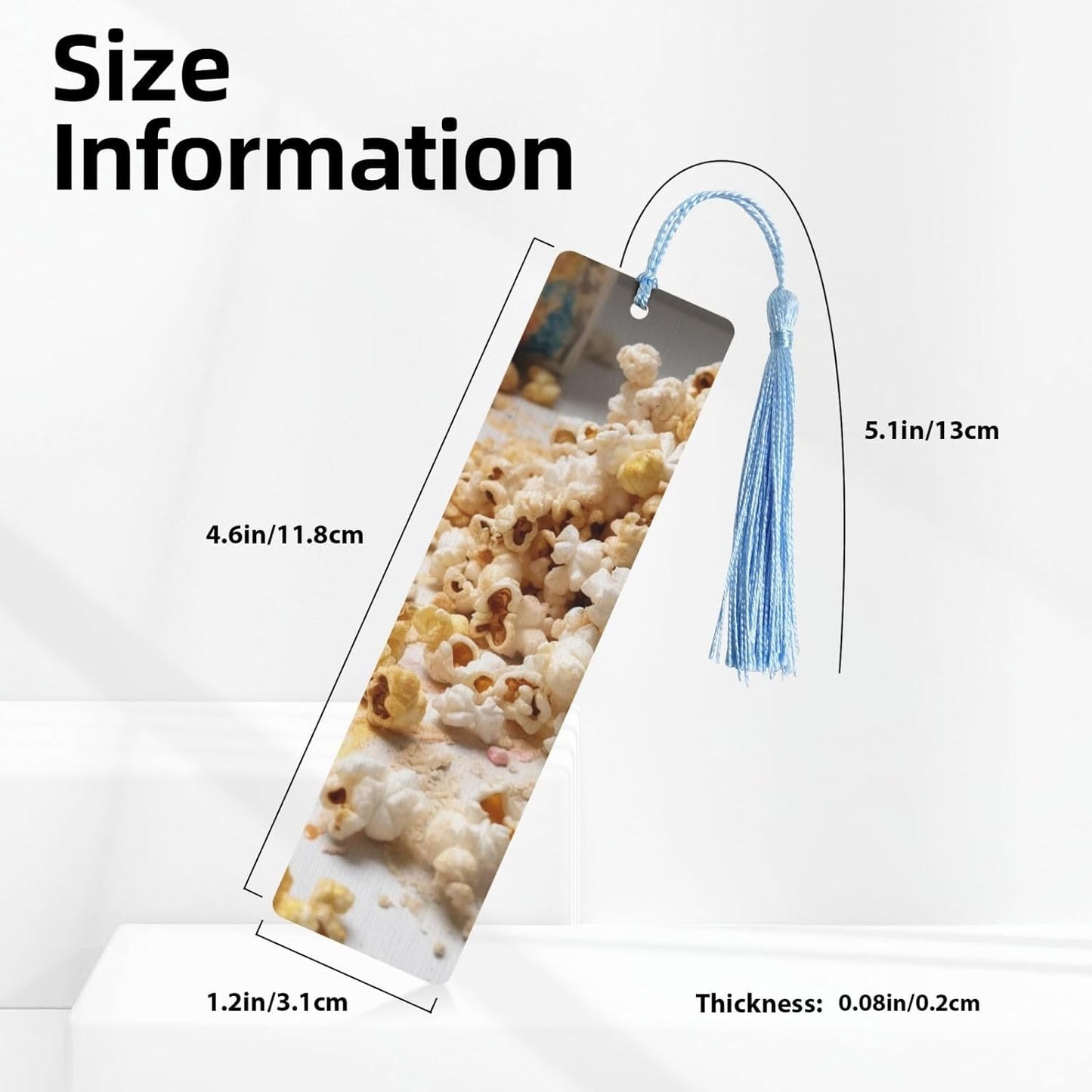 Sprinkle Popcorn Bookmarks Gifts for Women Men, Wooden Bookmarks for Book Lovers, Vintage Book Marks Ornaments with Tassel, Unique Personalized Reading Page Markers Sky Blue