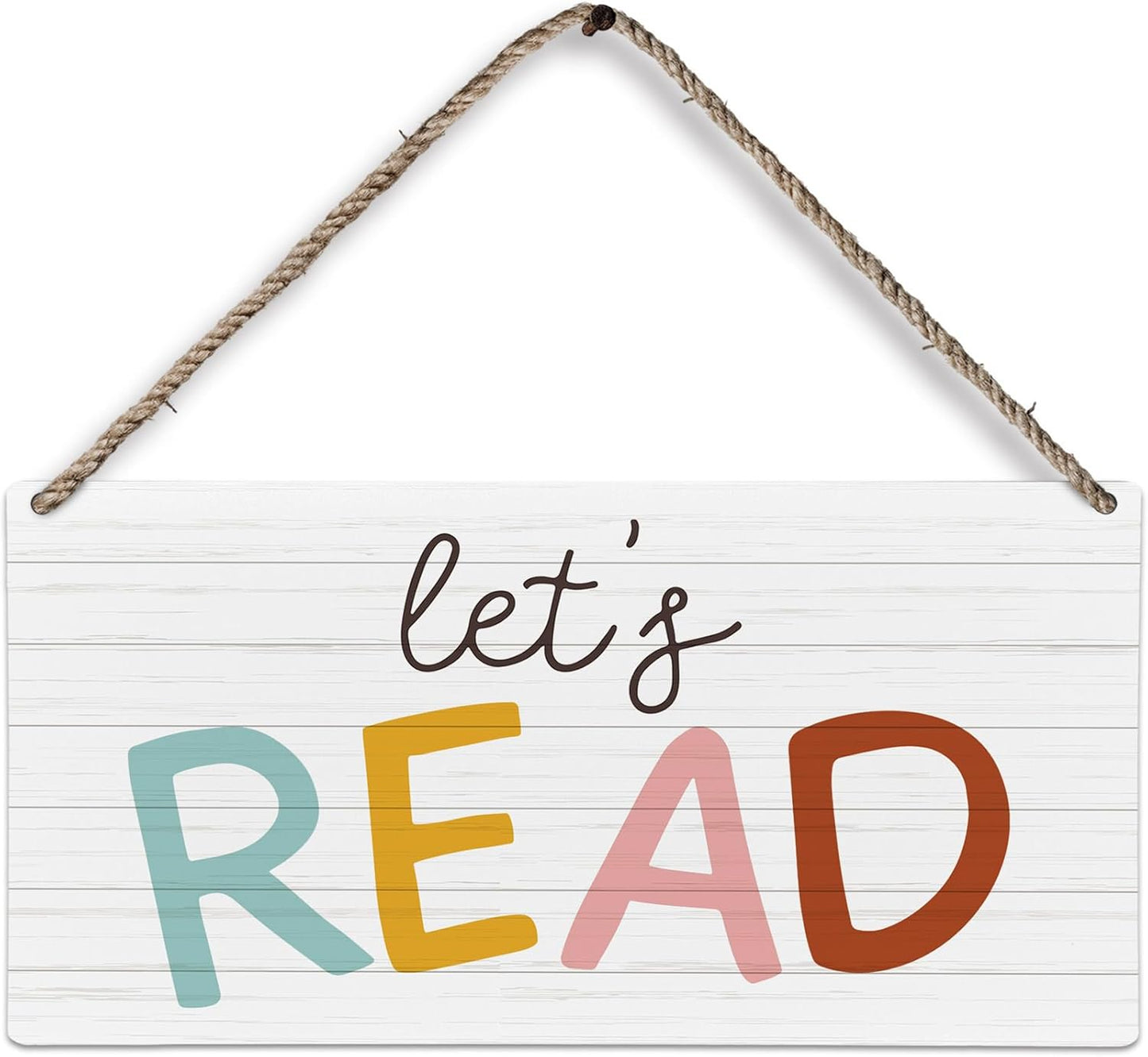 huester Reading Corner, Reading Corner Decor for Classroom, Boho Classroom Home Library Let’s Read Sign Wall Hanging Decor, 12x6 inches