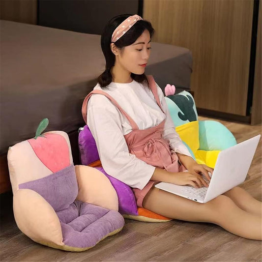 Cartoon Animal Plush Office Chair Cushion Non-Slip Lumbar Support Cushions Soft Comfortable Pillows Student(D,42x40x30cm)