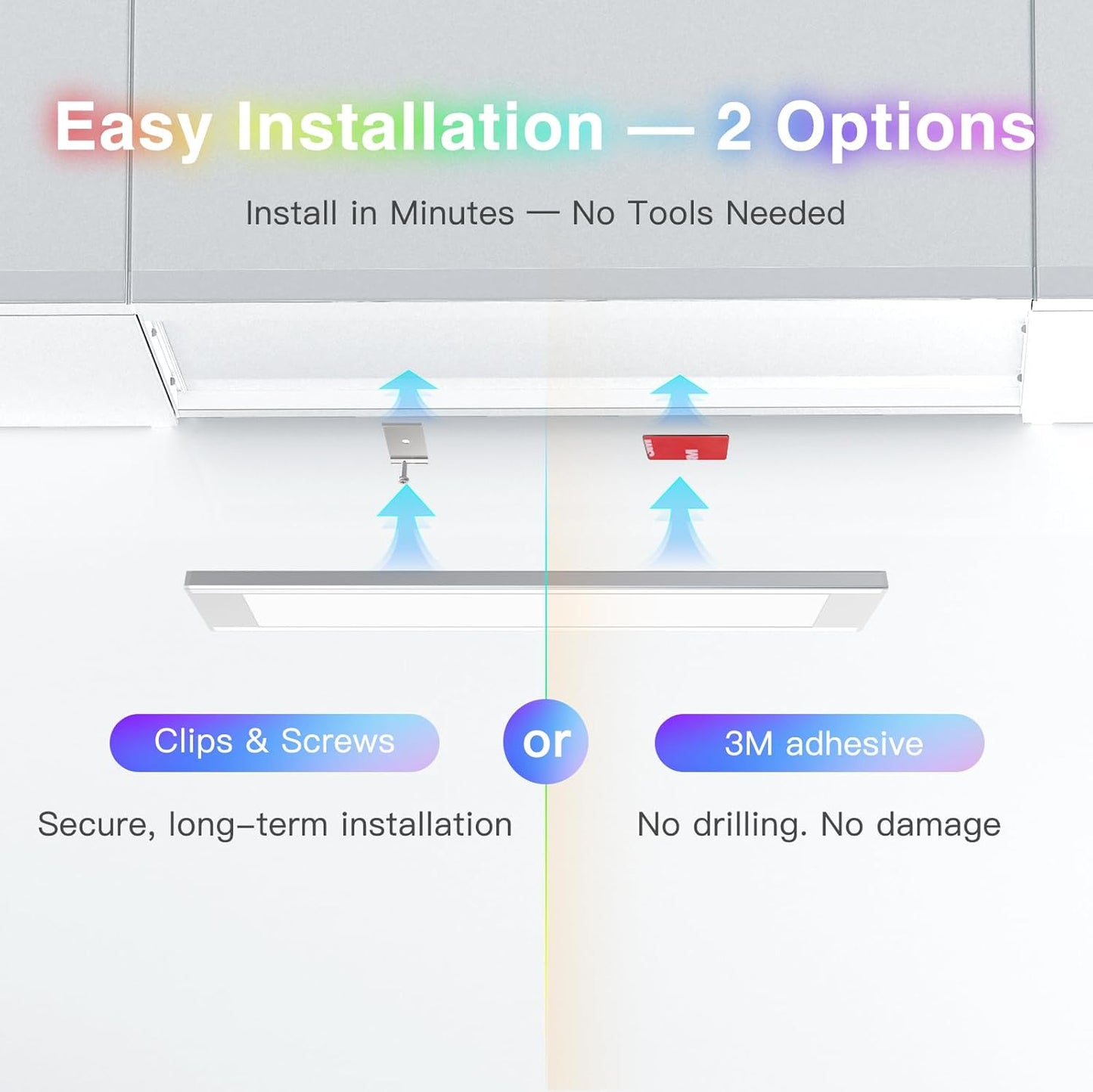 VST 6Pack RGB Under Cabinet Lighting with Adjustable White Light, Ultra-Thin LED Light Bars, APP & Voice Control (Alexa/Google), Remote & Button Control, Linkable Lights for Kitchen Cabinets, Shelves