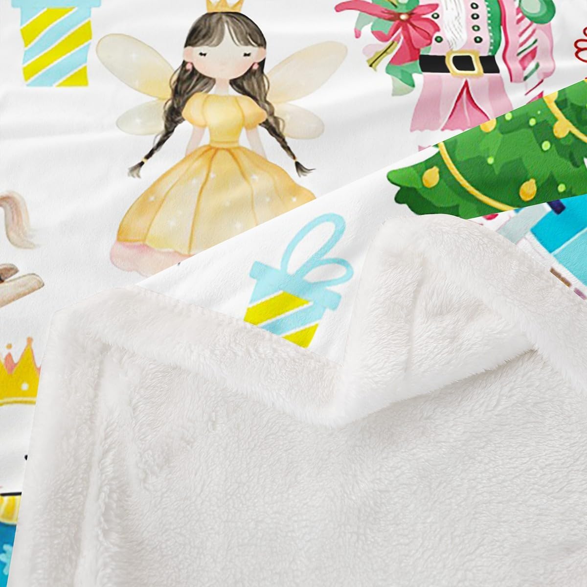 Feelyou Christmas Nutcracker Throw Blanket Nutcracker Ballet Soft Fleece Sherpa Cozy Fuzzy Plush Warm Fairy Princess Mouse Fuzzy Plush Throw Xmas Baby 30"x40" for Bed Couch Living Room