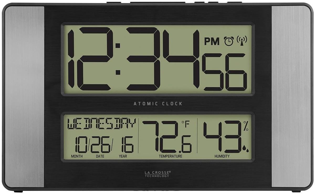 La Crosse Technology 513-1417H-AL-INT Atomic Clock with Temperature & Humidity