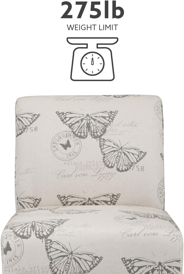 Linon Butterfly, Dark Espresso Linen Lily Chair, 21.5" W x 29.5" D x 31.5" H