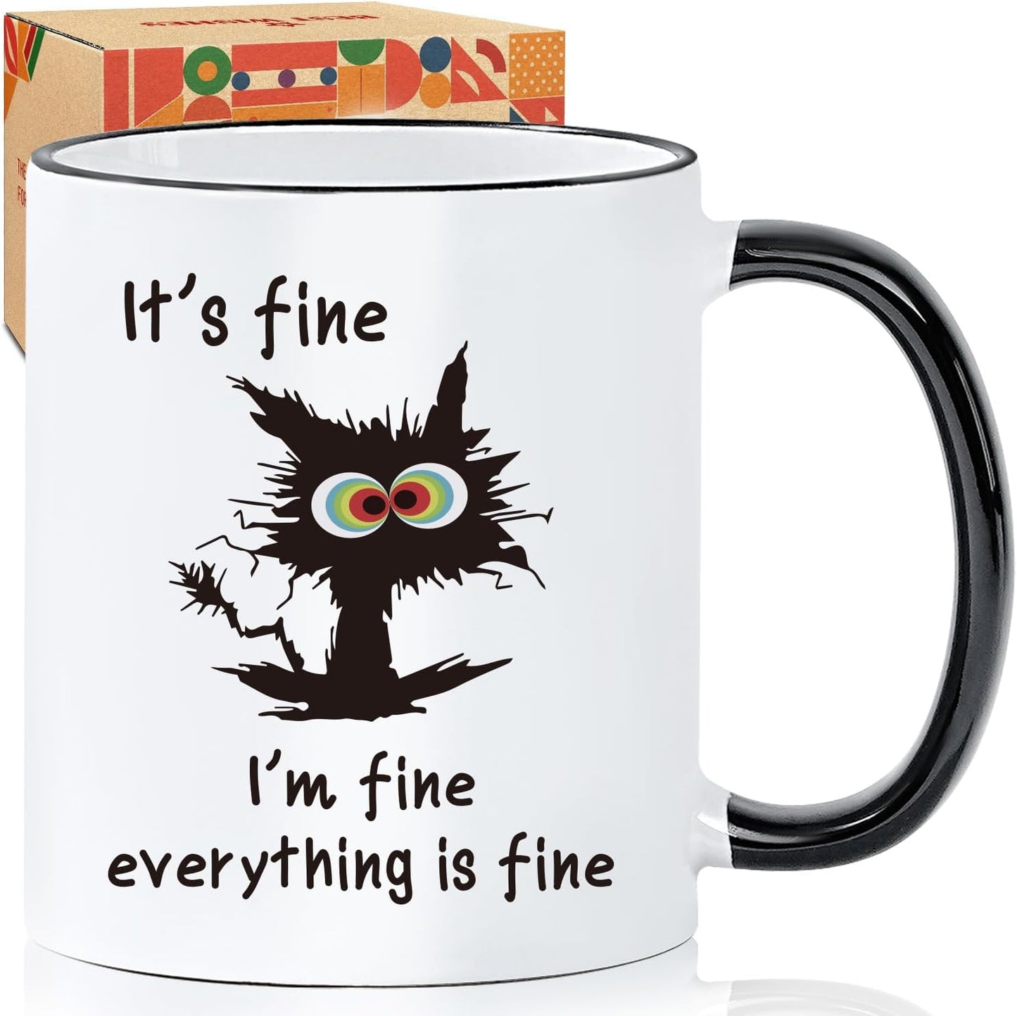 It's Fine I'm Fine Everything is fine - Funny Sarcastic Cat Coffee Mug - Gift for Cat Lovers, Office Novelty Mug for Birthday Christmas, Animal Lover Gift, funny cat mug for women/men -20