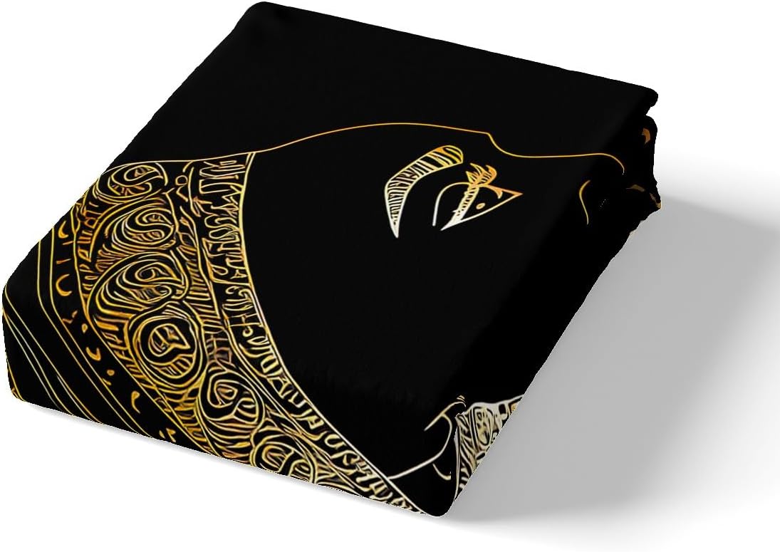 Feelyou African American Woman Sherpa Blanket Ethnic Afro African Fleece Throw Blanket for Women Girls Plush Black 50x60 Inches