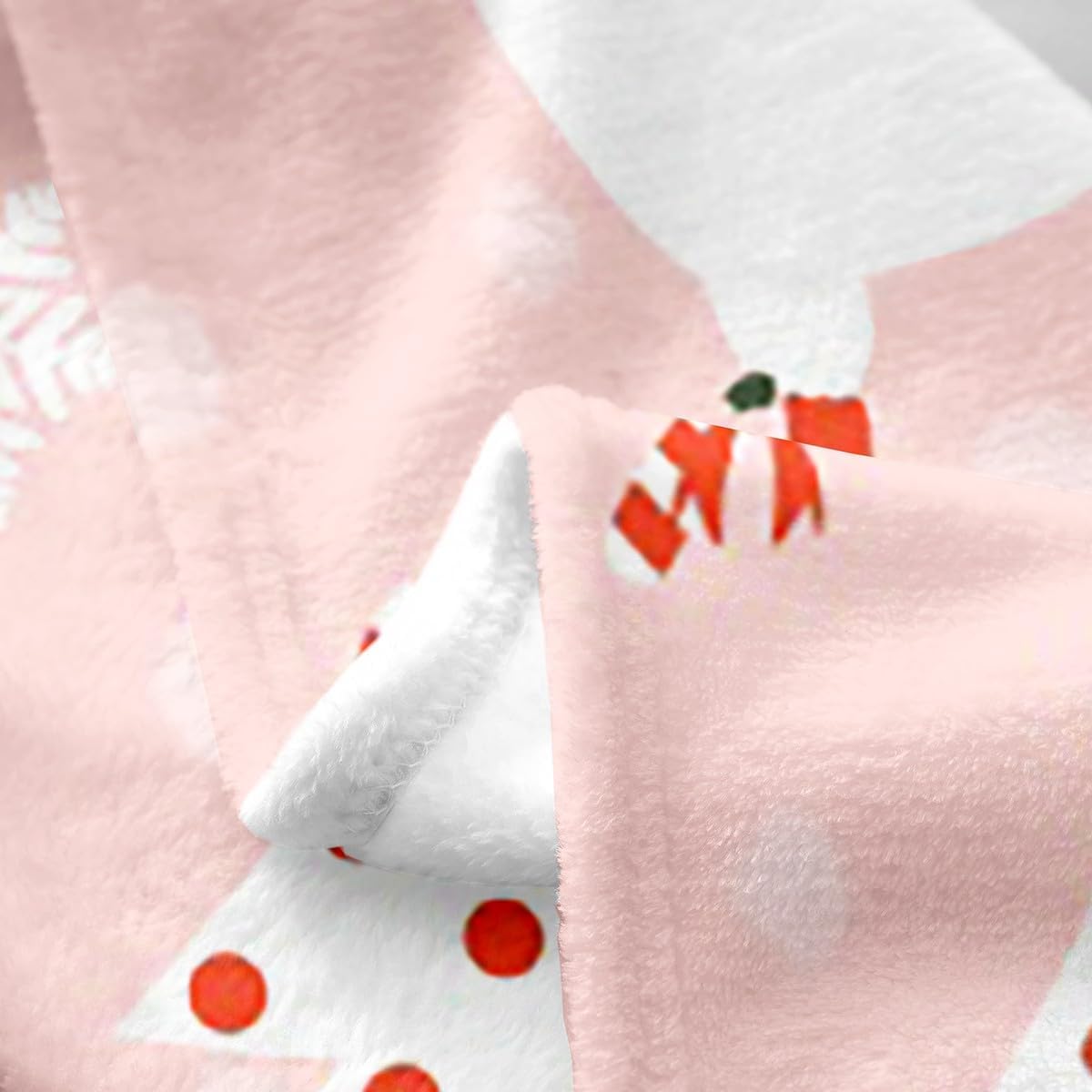Feelyou Christmas Kids Plush Throw Blanket Cartoon Snowman Bedding All Season Bed Blanket Set for Sofa Couch Christmas Tree Decor Flannel Fleece Blanket Set Pink Dots Xmas Theme Bedroom Queen 90"x90"
