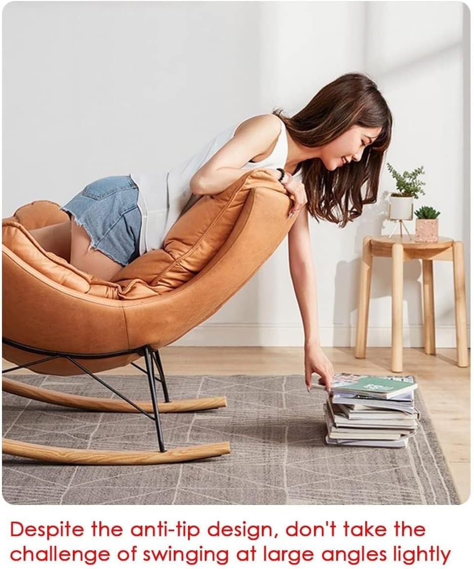 LSLYTQ Padded Seat Rocking Chair with Ottoman,Living Room Upholstered Glider Rocker,Solid Wood Base Single Sofa Comfort Leisure Chairs