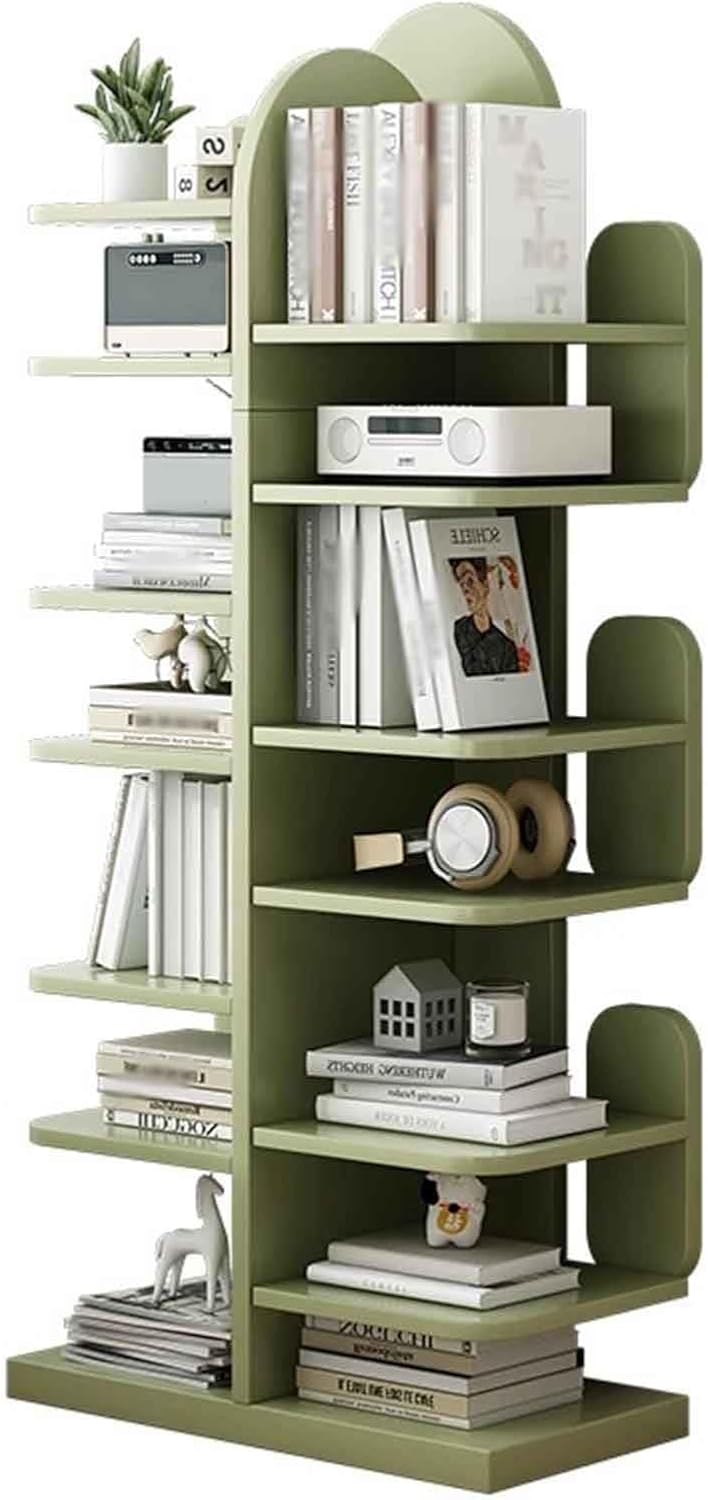 Modern Solid Wood Cactus Tree Bookshelf - Luxury Floor Standing Bookcase, Creative Corner Storage Cabinet for Home, Living Room, Bedroom, Office, and Library.