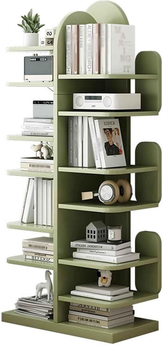 Modern Solid Wood Cactus Tree Bookshelf - Luxury Floor Standing Bookcase, Creative Corner Storage Cabinet for Home, Living Room, Bedroom, Office, and Library.