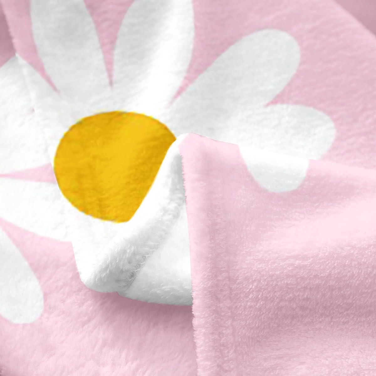 Feelyou Pink Daisy Plush Throw Blanket Daisy Flannel Blanket Throw 50"x60" Floral Printed All Season Botanical for Couch Bed Sofa Bedroom Decor