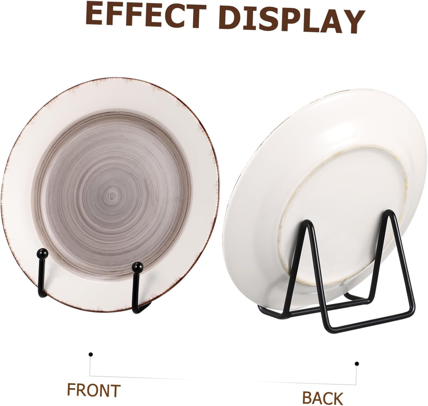 PRETYZOOM 4 Pcs Metal Plate Holder Display Stands for Dishes Photos Frames Books Sturdy Easel Design for Home Cafe Office Exhibition Use Matte Finish for Showcasing Decor