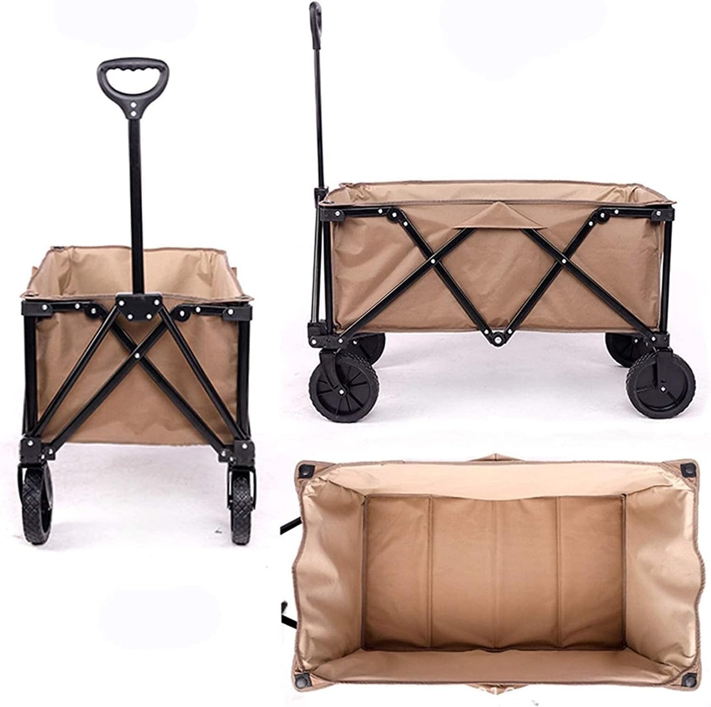 Outdoor Beach Wagon Camping Wagon Folding Garden Beach Troey Outdoor Utility Wagon Garden Troey Carts ping Camping Cart Easy Set Up (Color : Blue Size : One Szie) (Brown One Szie)