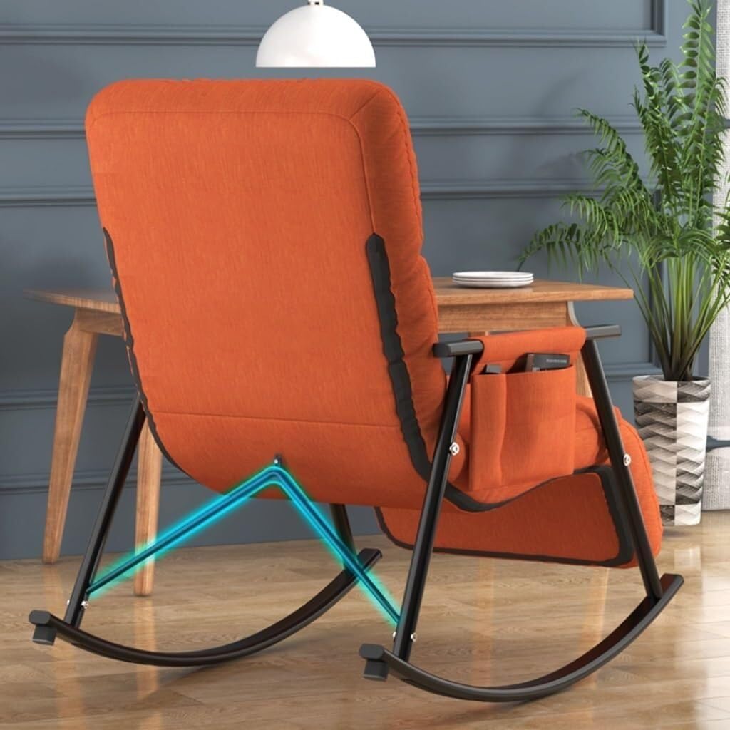 Modern Rocking Chair - Soft Reclining Armchair for Living Room, Bedroom & Lounge - Comfortable Relaxing Chair for Reading & Leisure (Gray B)