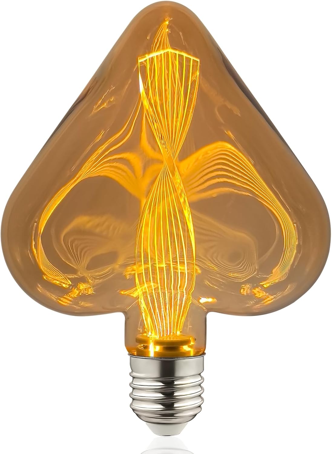 Led Decorative Light Bulbs - Amber Glass Heart Shape, 1.5W 2200K Warm Glow, Non-Dimmable LED Bulb for Bedroom, Bar, Shelving, Holiday Decorations