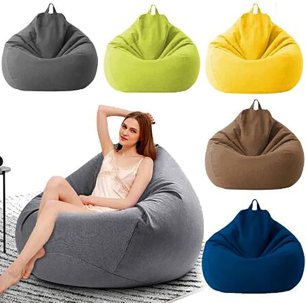 Bean Bag Chair Big Lazy Sofas Cover Beanbag Sofa Cover No Filler Bean Bag Chair Pouf Bed Futon Seat Tatami Puff Relax Lounge Furniture Decorate (Color : Dark Gray, Specification : 100X120cm)