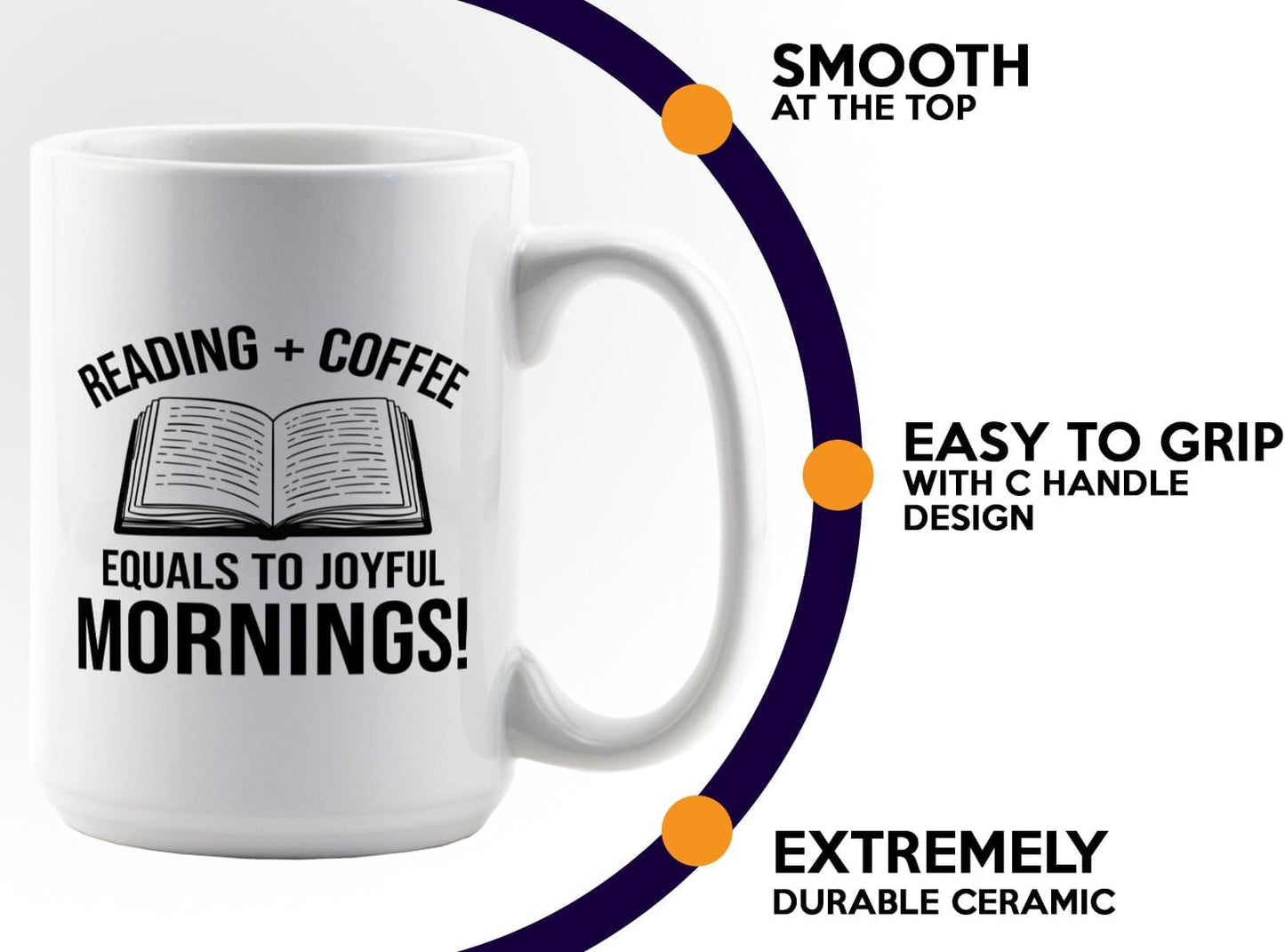 Book Lover Coffee Mug 15oz White -Reading Coffee equals - Bookworm Literature Library Book Lover Reader Booked Editor Intellectual Studious