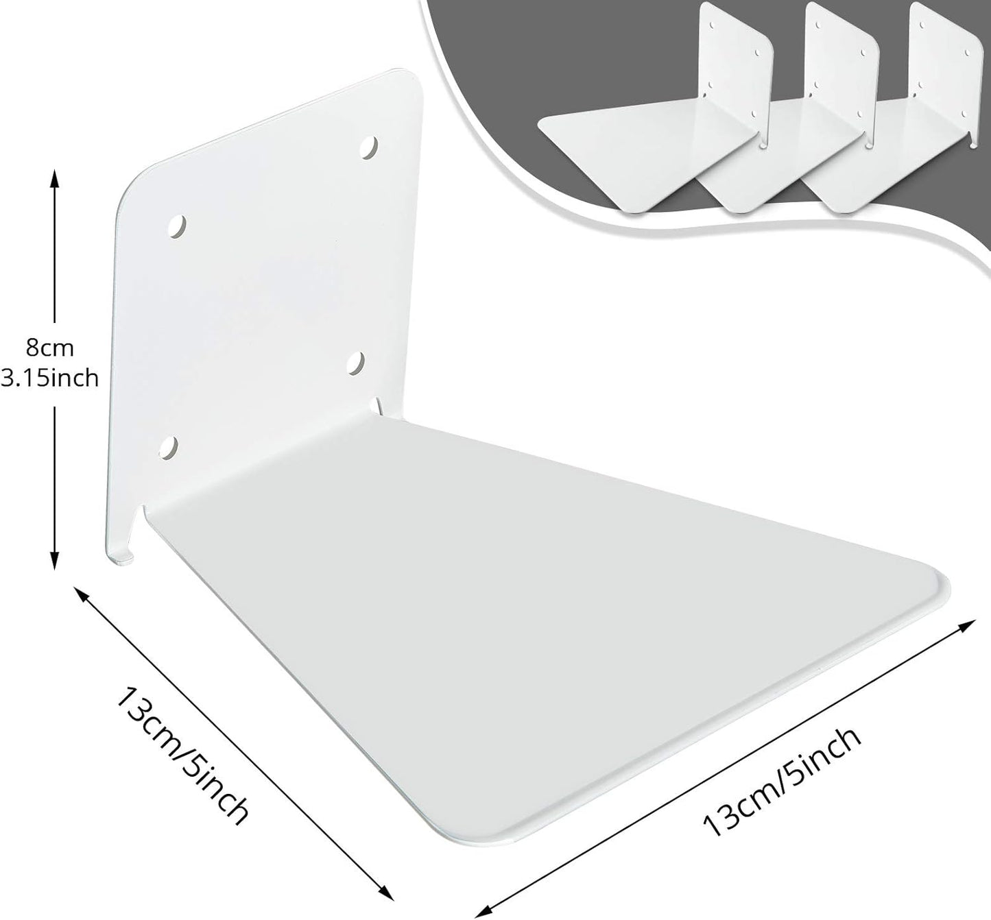 Jetec 3 Pack Invisible Floating Bookshelf Wall Mounted Floating Bookshelves Heavy Duty Book Organizers Hidden Book Shelf Metal Shelves Holder for Books Bedroom Living Room Home Office (White)