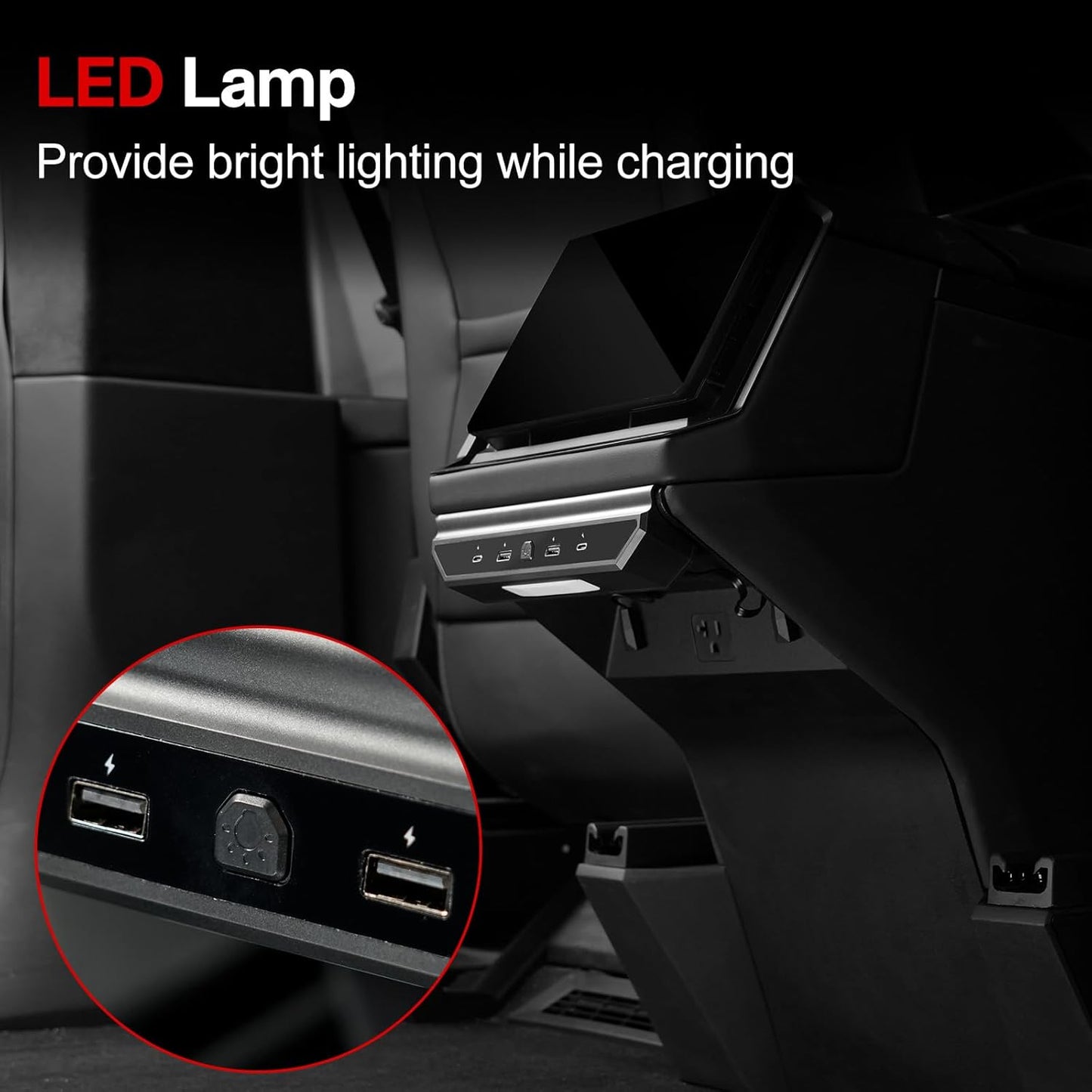 USB Hub, Fast Charging Port Compatible with Tesla Cybertruck 2024 2025, Expansion Dock 4- Ports Phone Charger for Tesla Cybertruck Accessories 2025 2026 2024