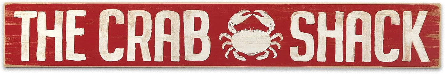 The Crab Shack Wood Wall Decor - Large Distressed Beachy Sign for Kitchen, Sun Room, or Lake House