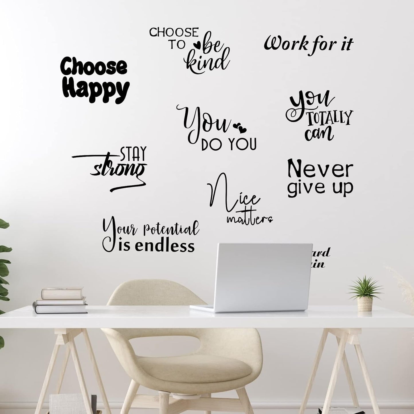 10 Pcs Inspirational Wall Decals Peel and Stick Vinyl Positive Quotes Wall Decor Removable Waterproof Motivational Window Stickers for Bedroom Office School Classroom Living Room Bathroom