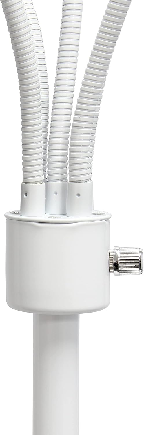 Simple Designs LF2006-GOW 67" Contemporary Multi Head Medusa 5 Light Adjustable Gooseneck White Floor Lamp with Gray Shades for Kids Bedroom Playroom Living Room Office