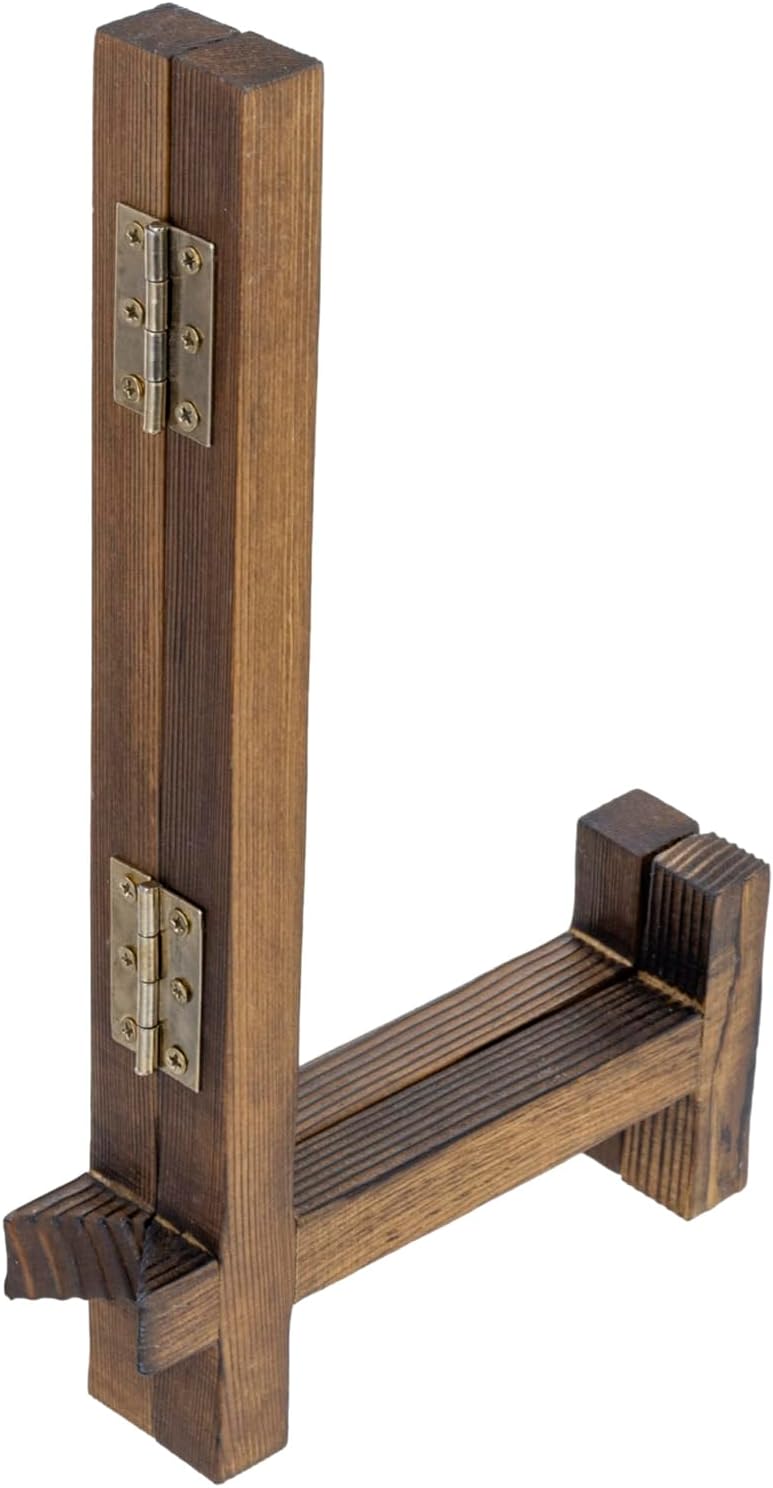 MyGift Set of 2 Plate Stands for Display, 11 Inch Plate Rack, Wooden Picture Frame Holder for Picture Card Cookbook Vinyl Record, Decorative Tabletop Dispaly Easels