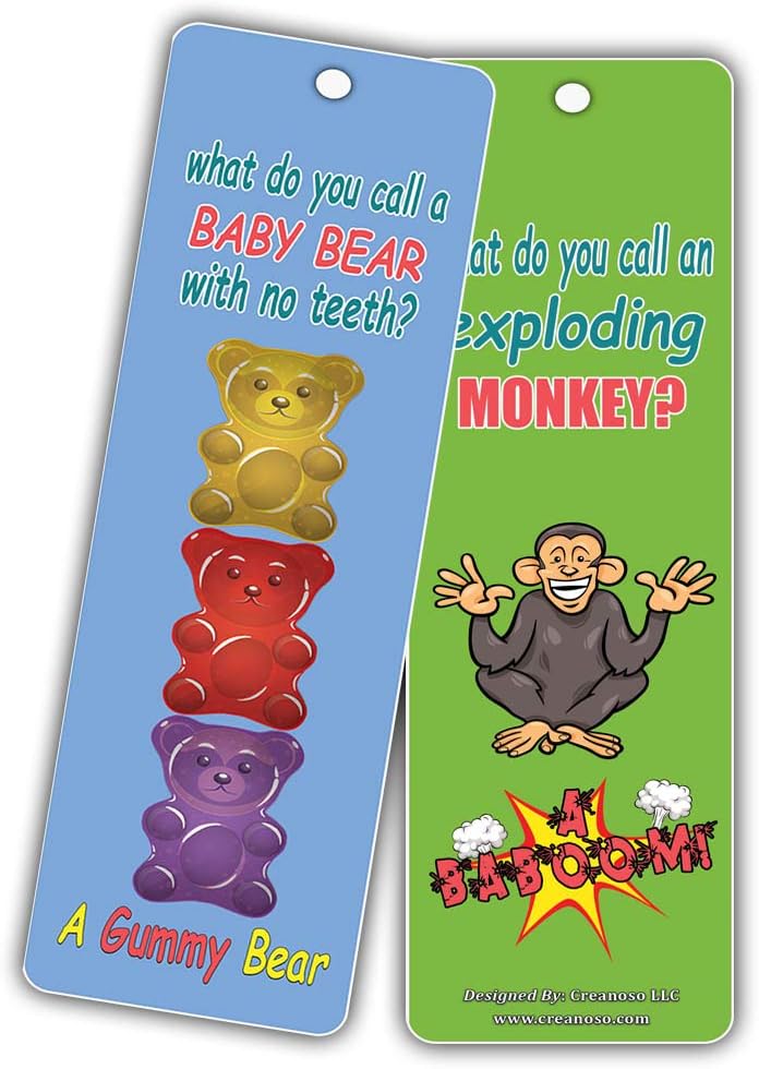 Creanoso Bookmarks Cards for Kids (30-Pack) - Hilariously Silly and Funny Jokes Series 2 - Excellent Party Favors Teacher Classroom Reading Rewards and Incentive Gifts for Young Readers