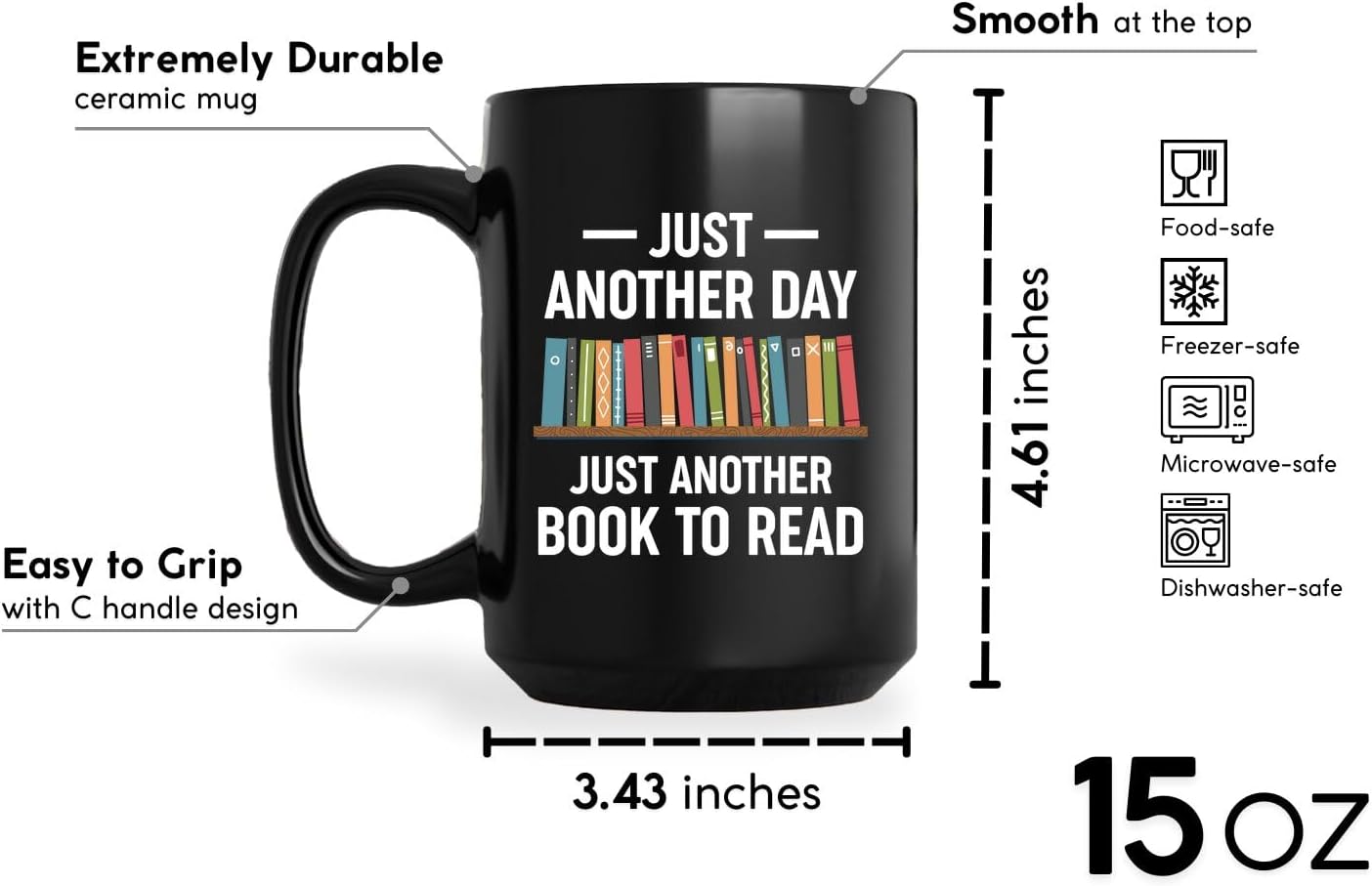 Book Lovers Coffee Mug 15oz Black -Book day - Book Reader Bookworm Addict Bookish Librarian Nerd Gifts Decor for Men Women