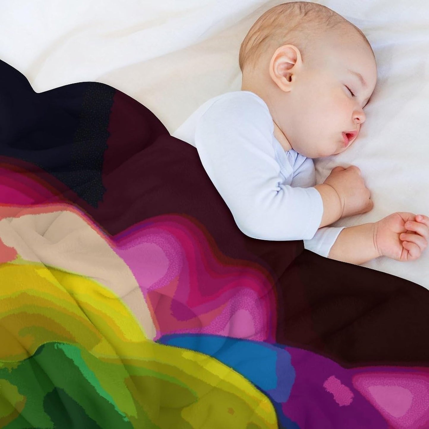 Rainbow Flower Blanket Super Soft Lightweight Throw Blanket Cute Cozy Warm Bed Blanket Decorative Fuzzy Blanket All-Season Home Decor Gift for Sofa Couch Living Room 60"*80"（150 * 200cm）