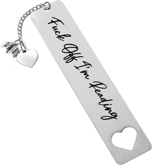 Funny Bookmark for Women Men Graduation Gifts for Book Lovers Cute Metal Bookmark for Friends Teachers Personalized Bookmarks with Heart Tassel Pendant Reader Bookworms Reading Present Book Club Gifts