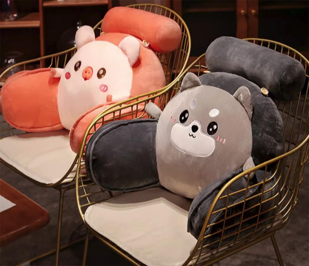 Cartoon Soft Bed Rest Reading Pillow Cute Sofa Lumbar Back Cushion Cute Bed Backrest Pillow with Arms Small Bolster (Cute Husky, 60×40cm/23.6"×15.7")