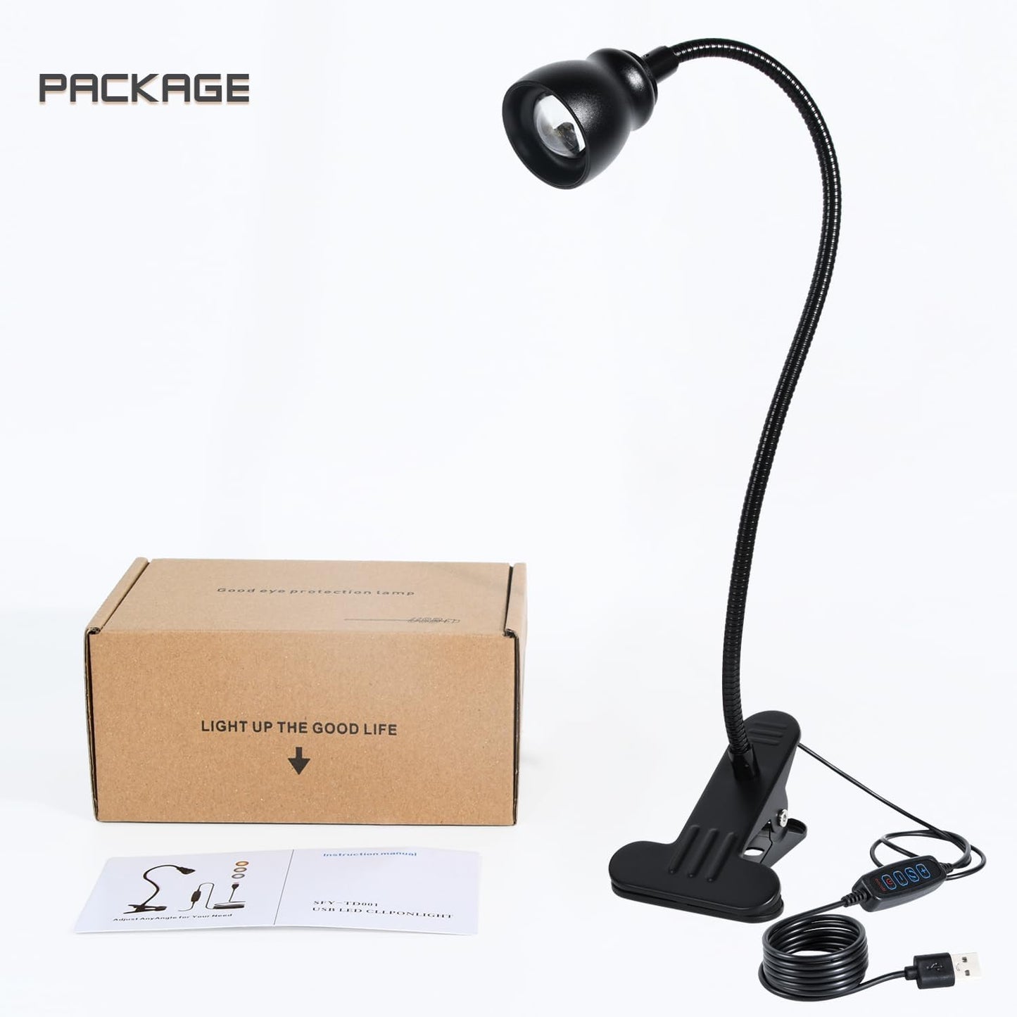 Zoomable Clip on Light, Clamp Reading Light for Dorm Bed Headboard, Dimmable Spotlight with 3 Color Temperature Options, 10 Dimmable Brightness Levels, Adjustable Beam Angle