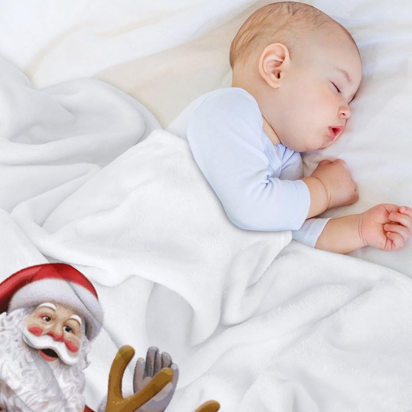 Santa Claus Reindeer Sled Blanket Super Soft Lightweight Throw Blanket Cute Cozy Warm Bed Blanket Decorative Fuzzy Blanket All-Season Home Decor Gift for Sofa Couch Living Room 60"*80"（150 * 200cm）