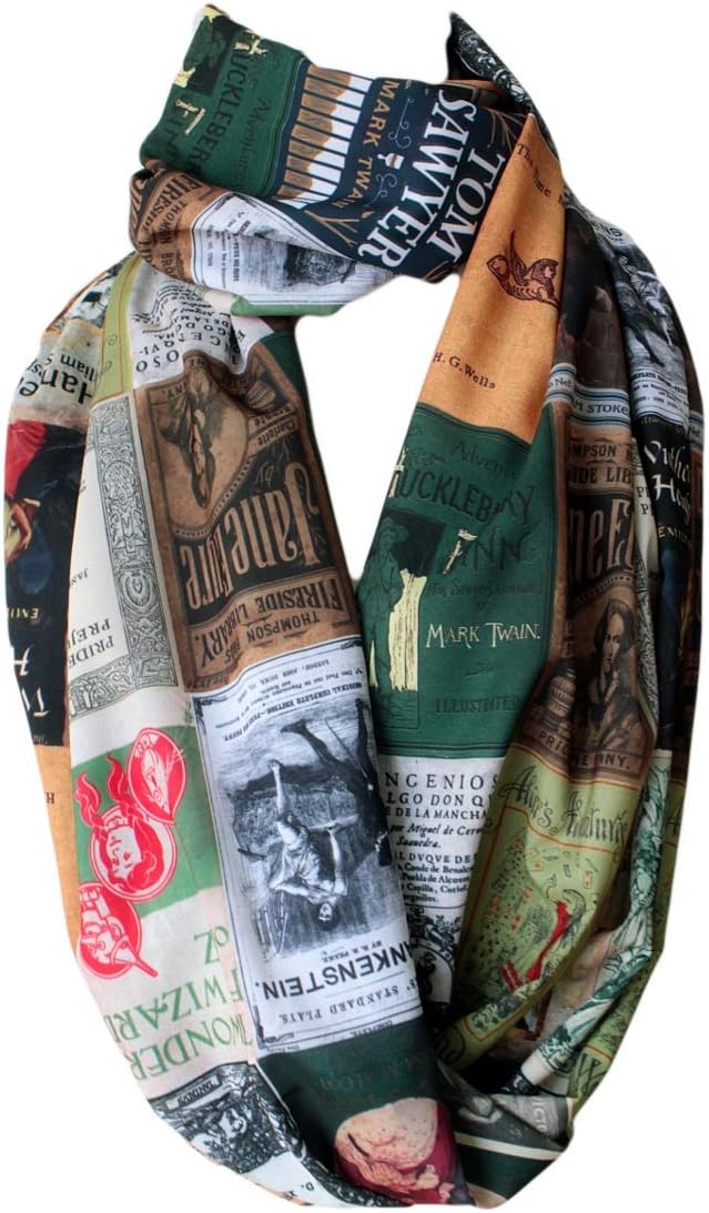Etwoa's Literary Book Covers Infinity Scarf Circle Loop Scarf