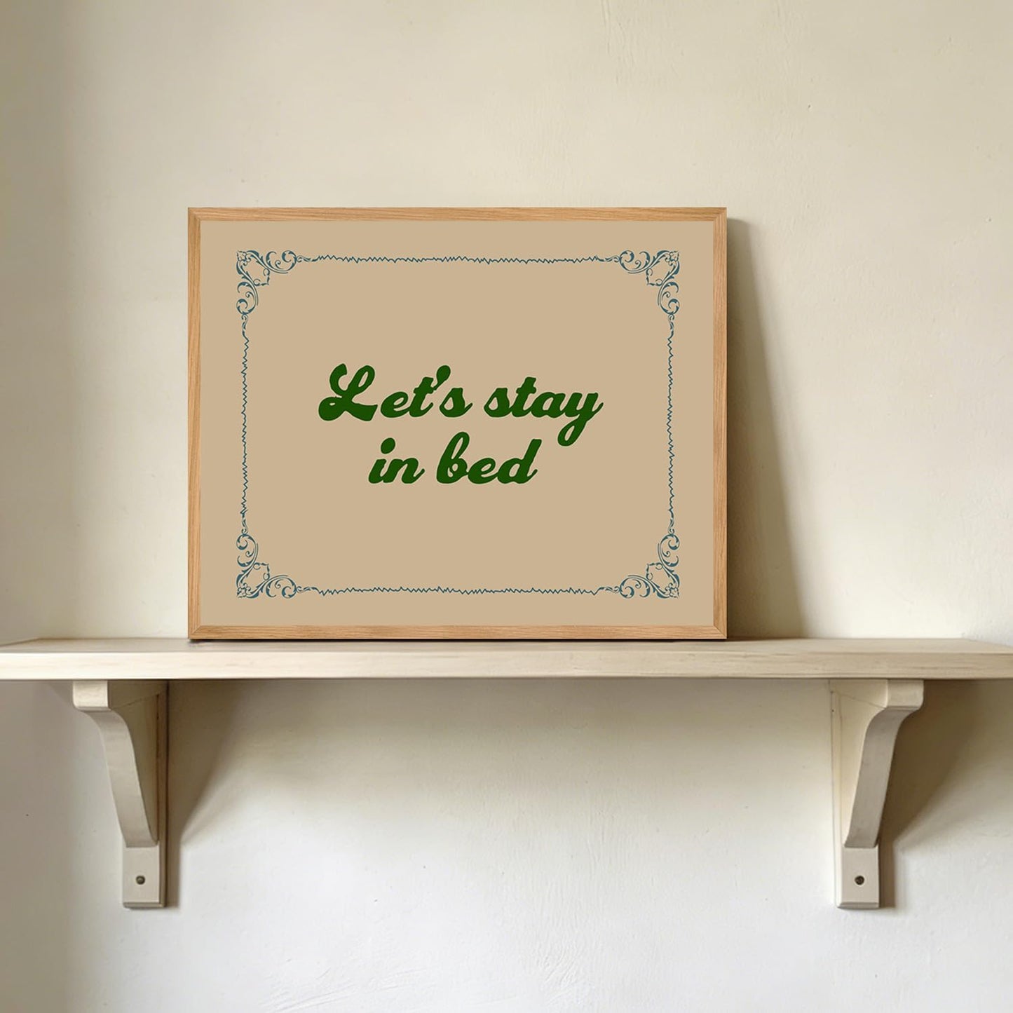 Baby Plum Let's Stay in Bed Canvas Wall Art Funny Quotes Poster Funky Valentines Day Art Prints Trendy Painting for Living Room Bedroom Dorm Apartment Office Hotel 8x10 Inch Unframed Aesthetic Artwork