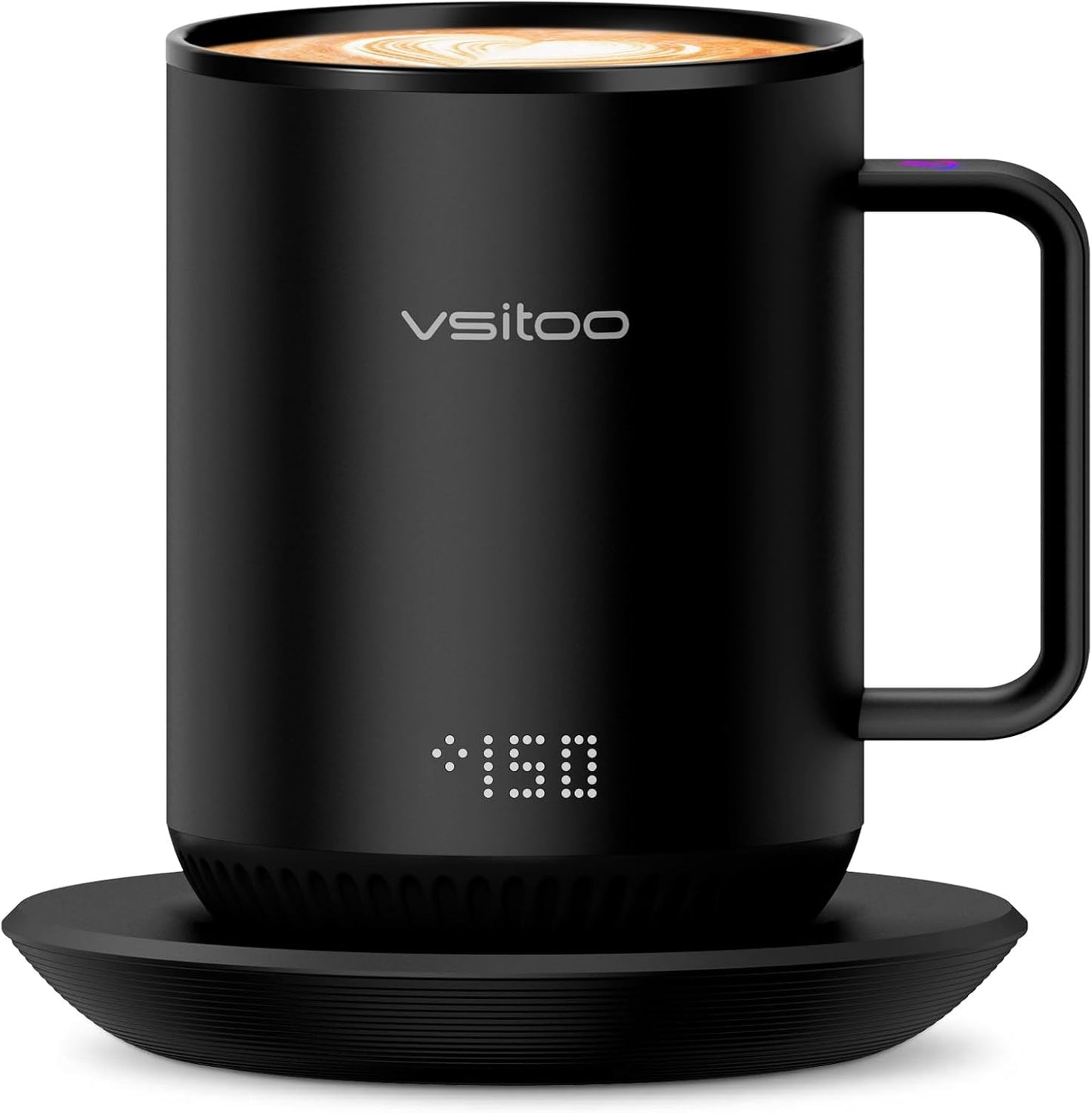 Vsitoo S3 12oz Heated Mug - Temperature Control Smart Mug with Mug Warmer, Perfect for Espresso, Auto-Sensing AI Heats Drinks to 120-150°F Hands-Free.Ideal for Home/Office/Gifts，Black