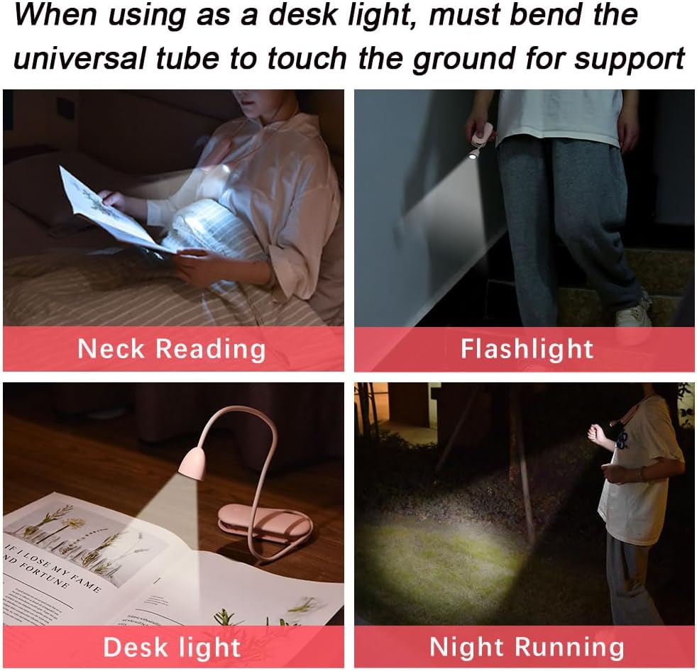 3 in 1 LED Book Light, Camping Light & Flashlight, 1800mAh Rechargeable Camping Lantern for Home Office, Bed Reading at Night & Outdoor - Foldable Neck Hanging Light (Black)