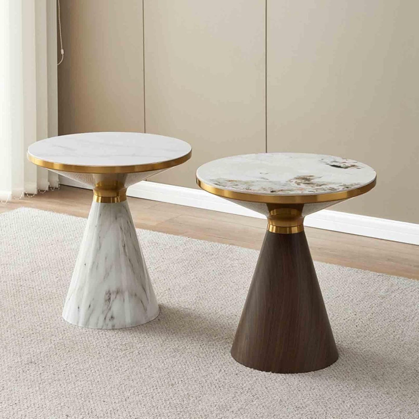 Generic Round Coffee Table Circle Side End Tables for Living Room, Night Stand Tea Table with Storage, Nightstand Bedside Tables for Small Spaces, Bedroom, Small Couch Table